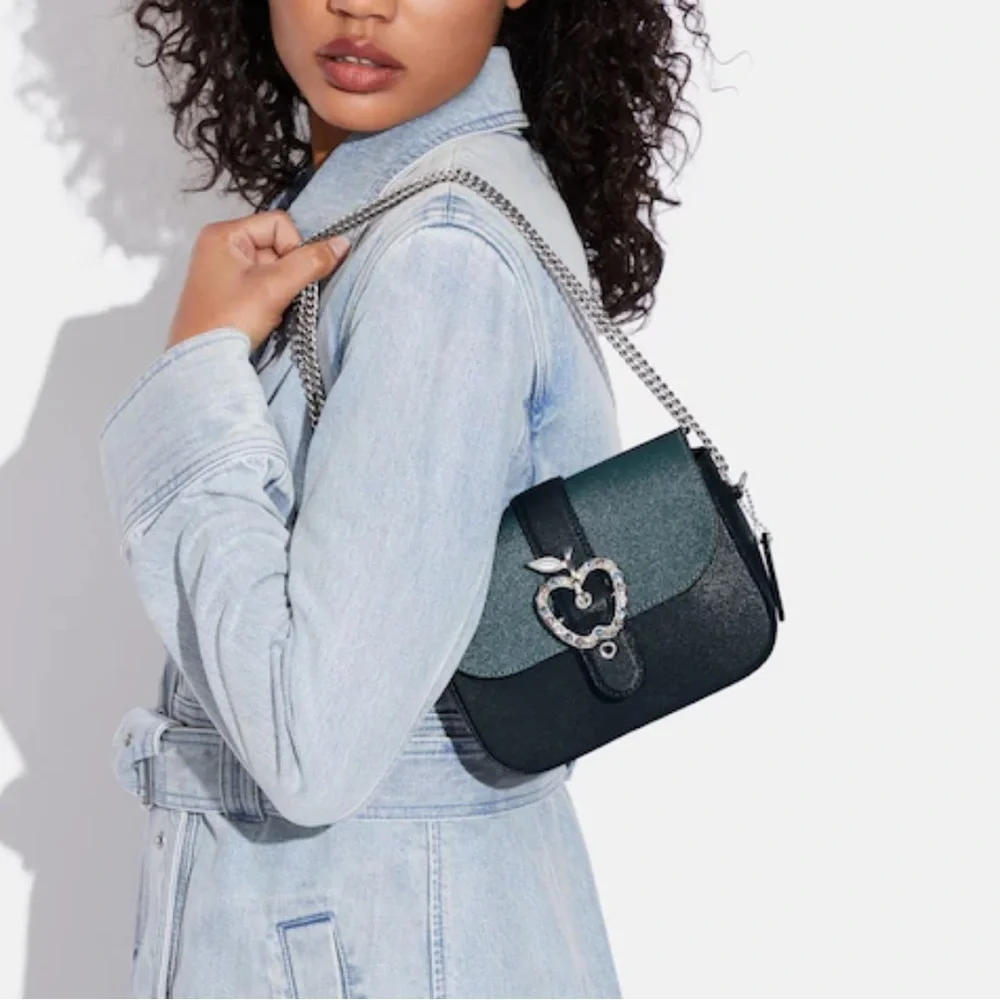 COACH Gemma Crossbody In Colorblock With Apple Buckle Forest Midnight Navy color
